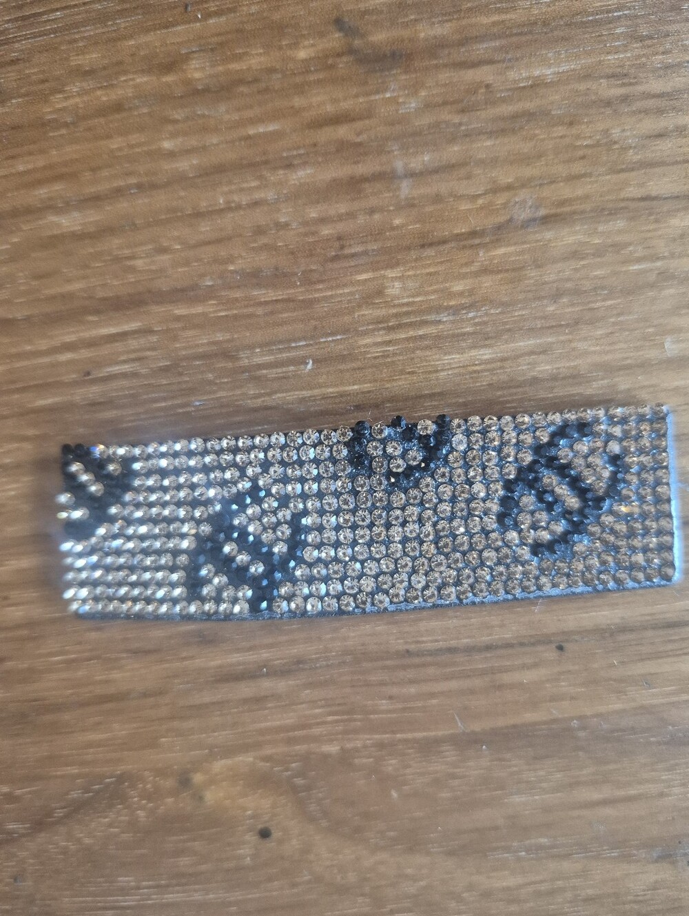 Crystal Embellished Hair Barrette - Silver and Black